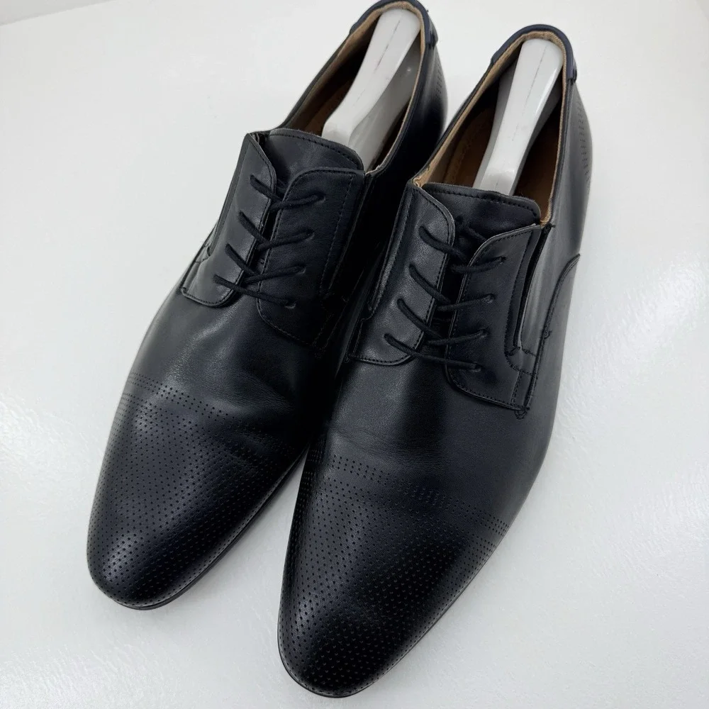 ALDO Men's Black Leather Cap Toe Oxford Dress Shoes Size 12 Lace Up Formal